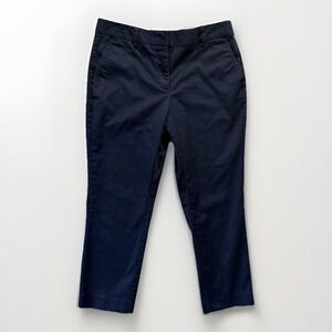 Lands End Pants Women Sz 8 Petite Navy Blue Mid Rise‎ Straight Cropped Academia